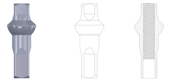 Alu - Polyax double square - Nippel 16 mm silber