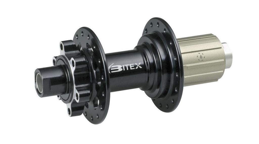 BITEX Hinterradnabe MTR12 Disc 6-Loch 36 Loch schwarz mit Shimano Freilauf