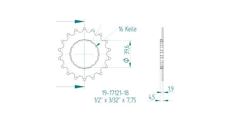 Kettenblatt für BOSCH Gen2 Offset-Version schwarz 22 Zähne